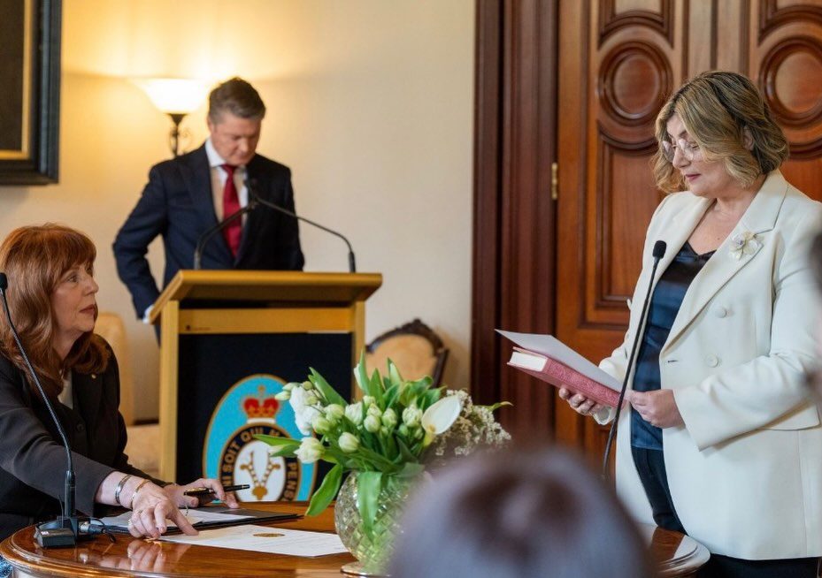 Natalie Suleyman being sworn in as a Minister at Government House
