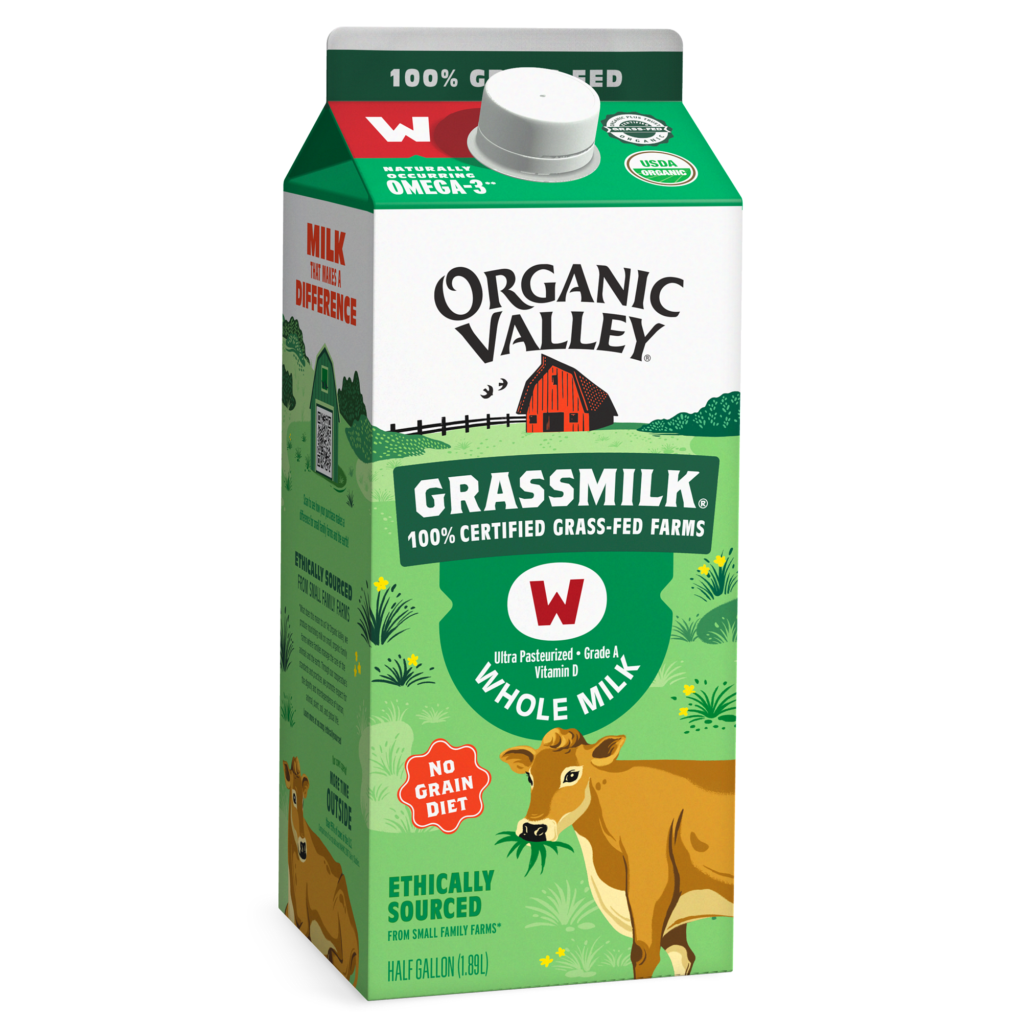 1 Gallon 100% Grass-fed, Certified Organic, Raw, Jersey Cow Milk