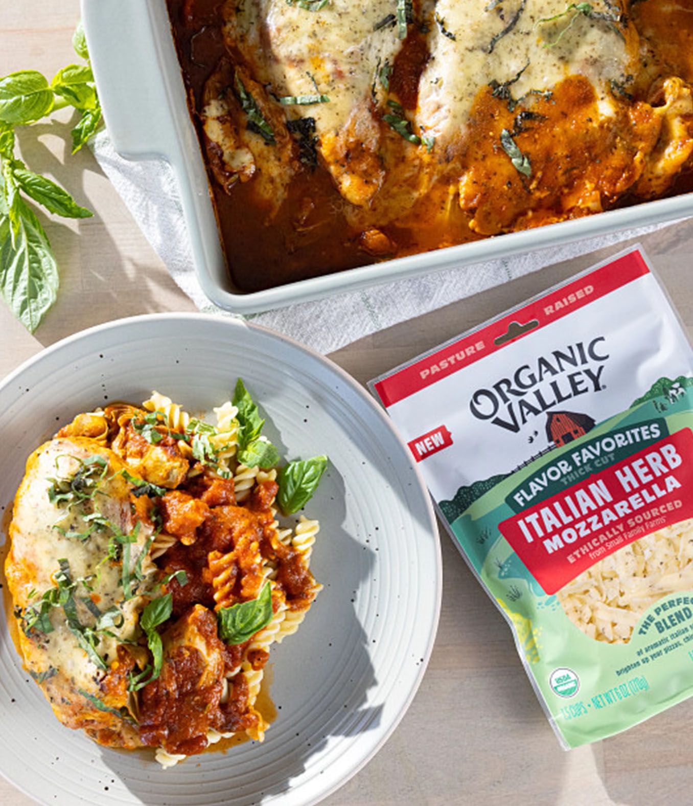 Cheesy Chicken Bake with Italian Herb Mozzarella with Organic Valley