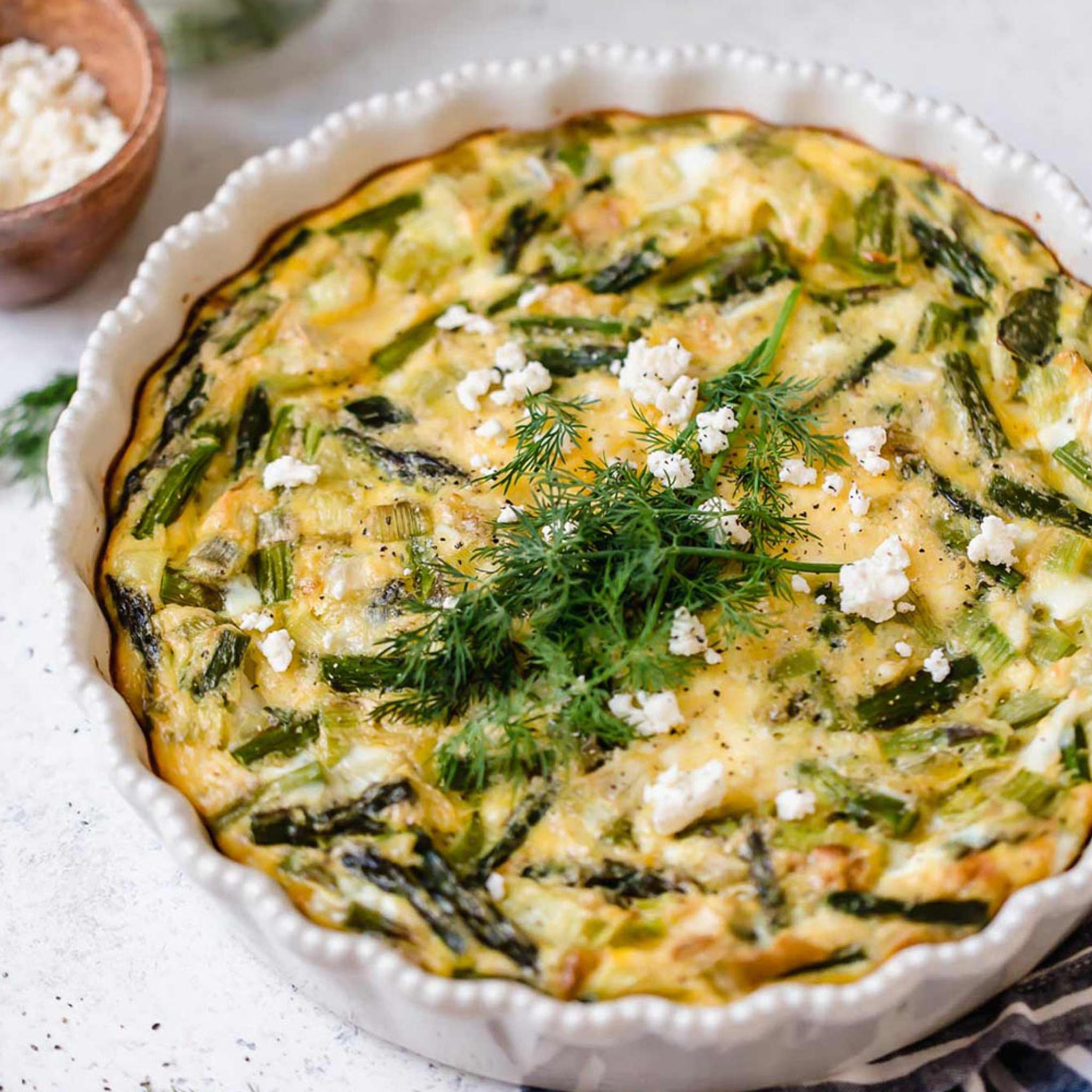 Crustless quiche made with free-range Organic Valley eggs.