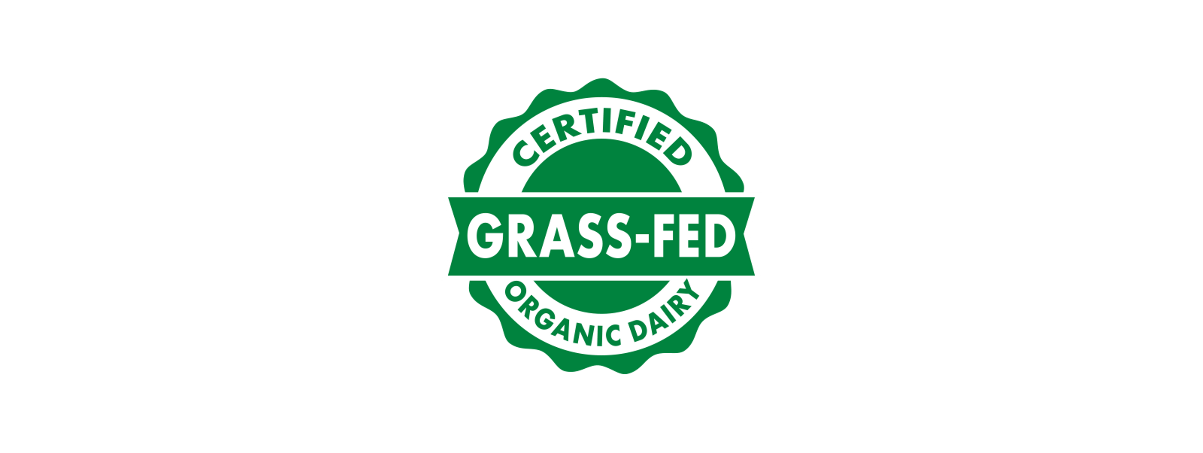 The green and white certified grass-fed organic dairy seal.
