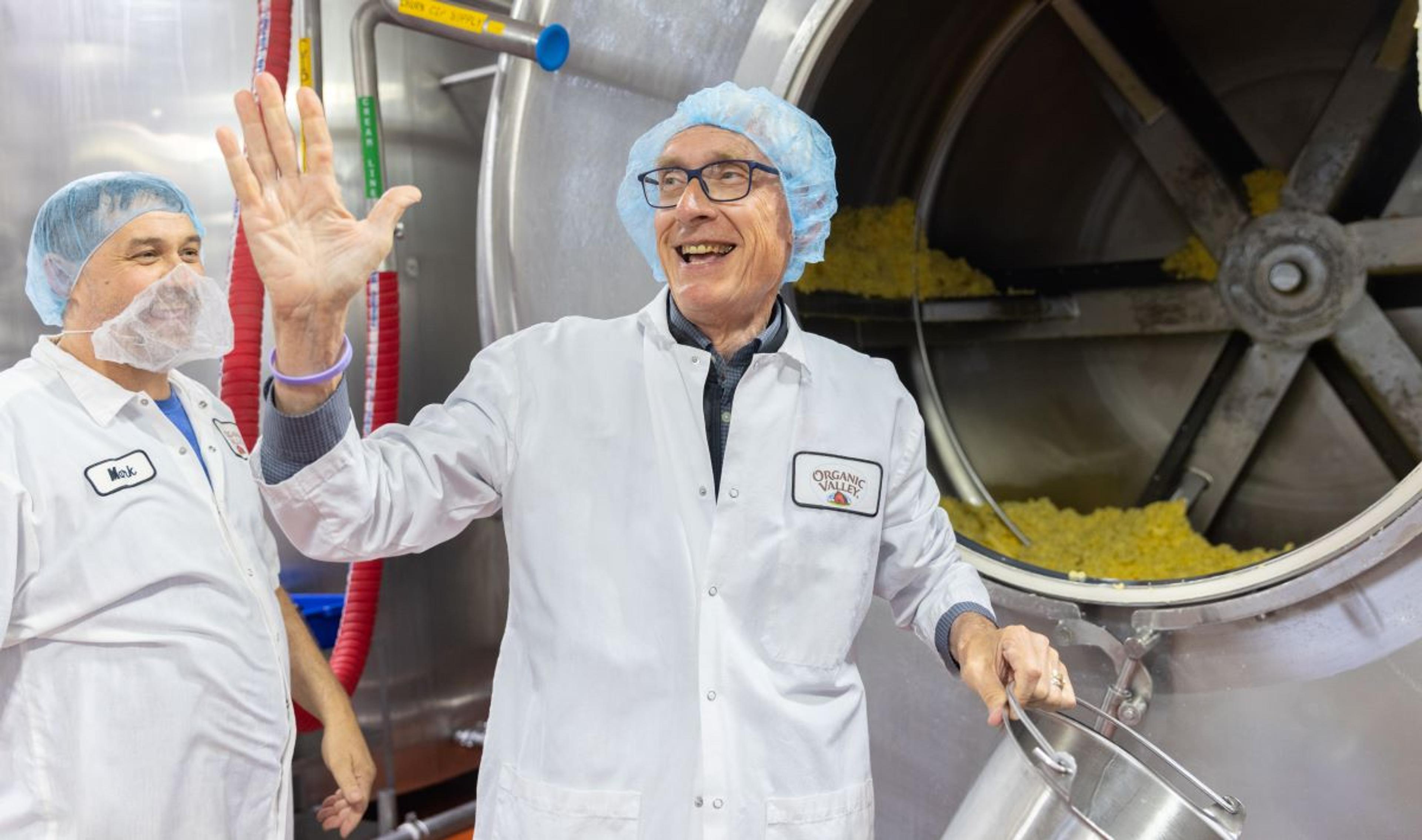 Wisconsin Gov. Tony Evers visited Chaseburg Creamery this week, where he helped make butter.