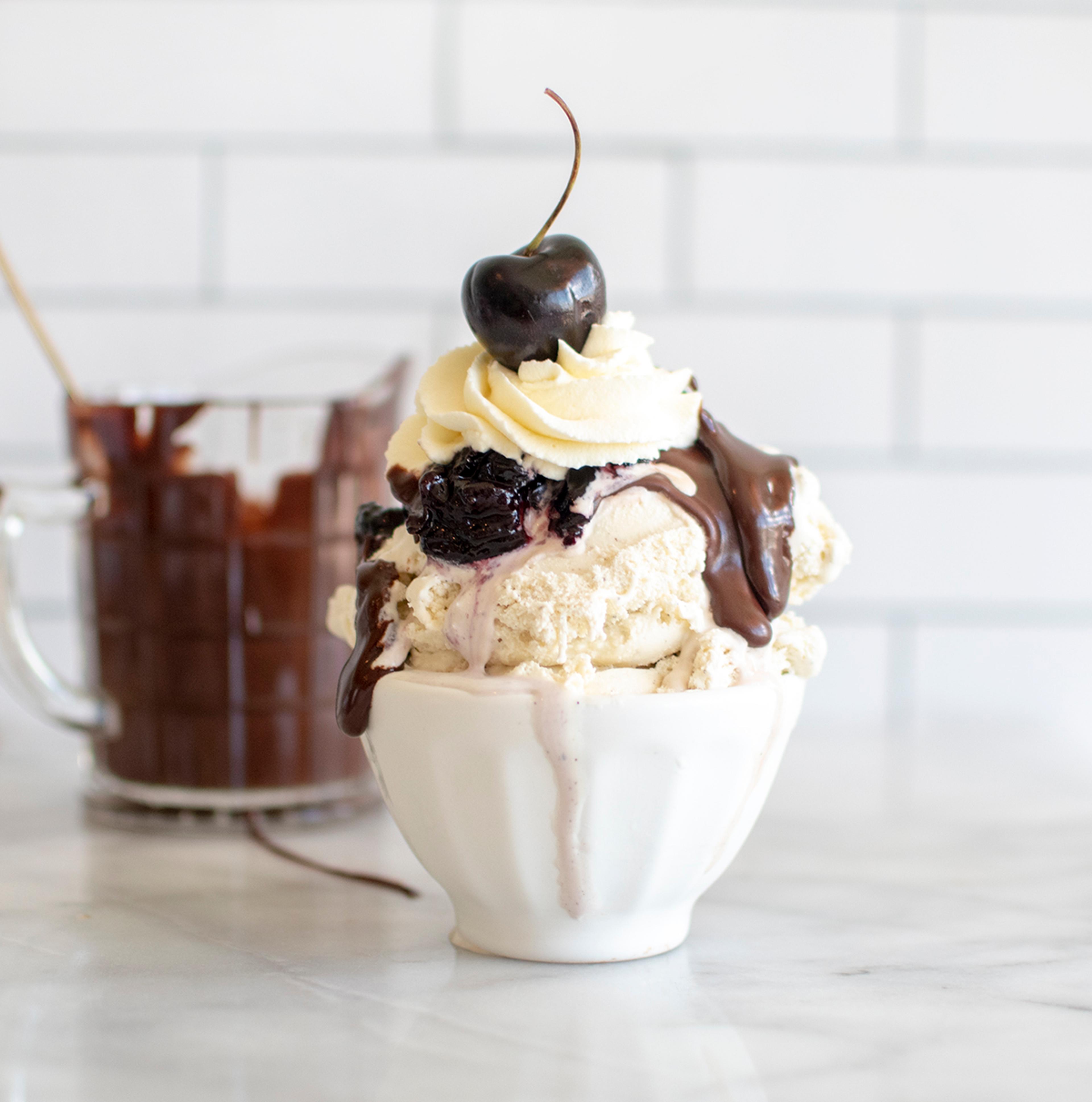 Cherry Ice Cream Sundaes.