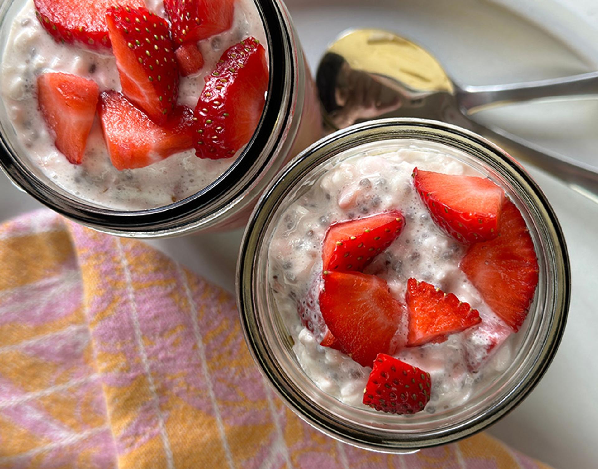 Strawberry Cottage Cheese Chia Cups