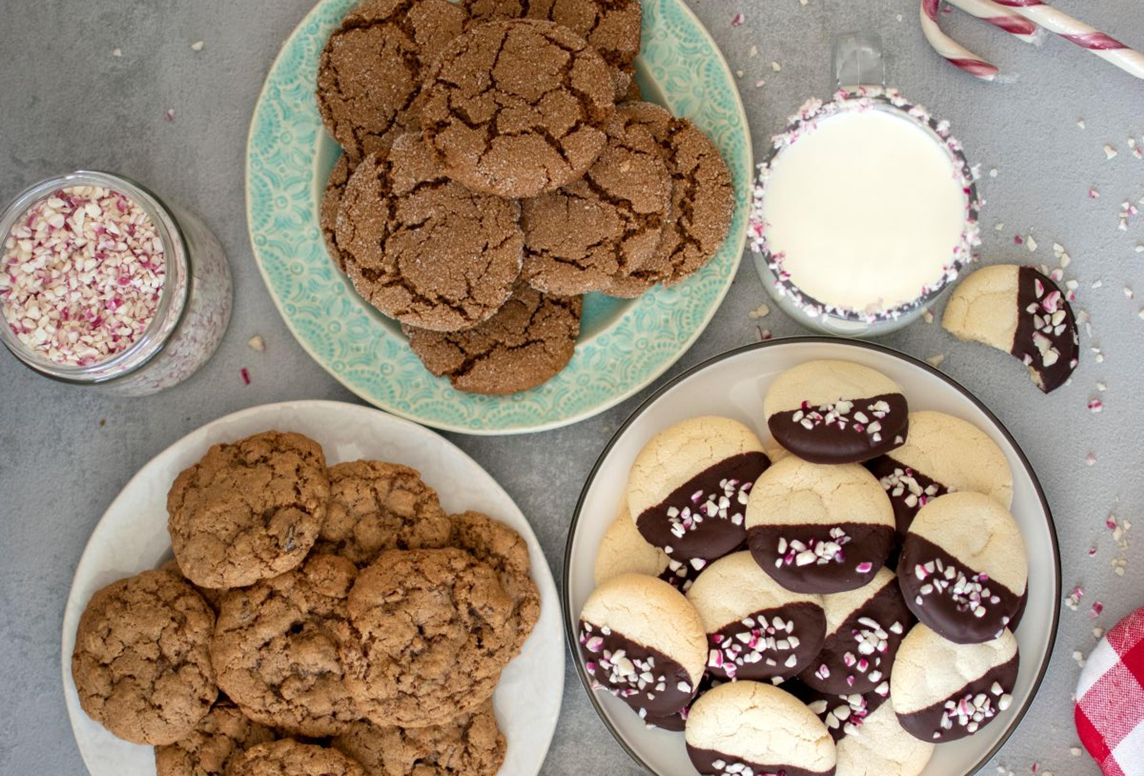 Festive overhead shot of cookies and milk with candy canes. Photo contributed by Mimi Council.