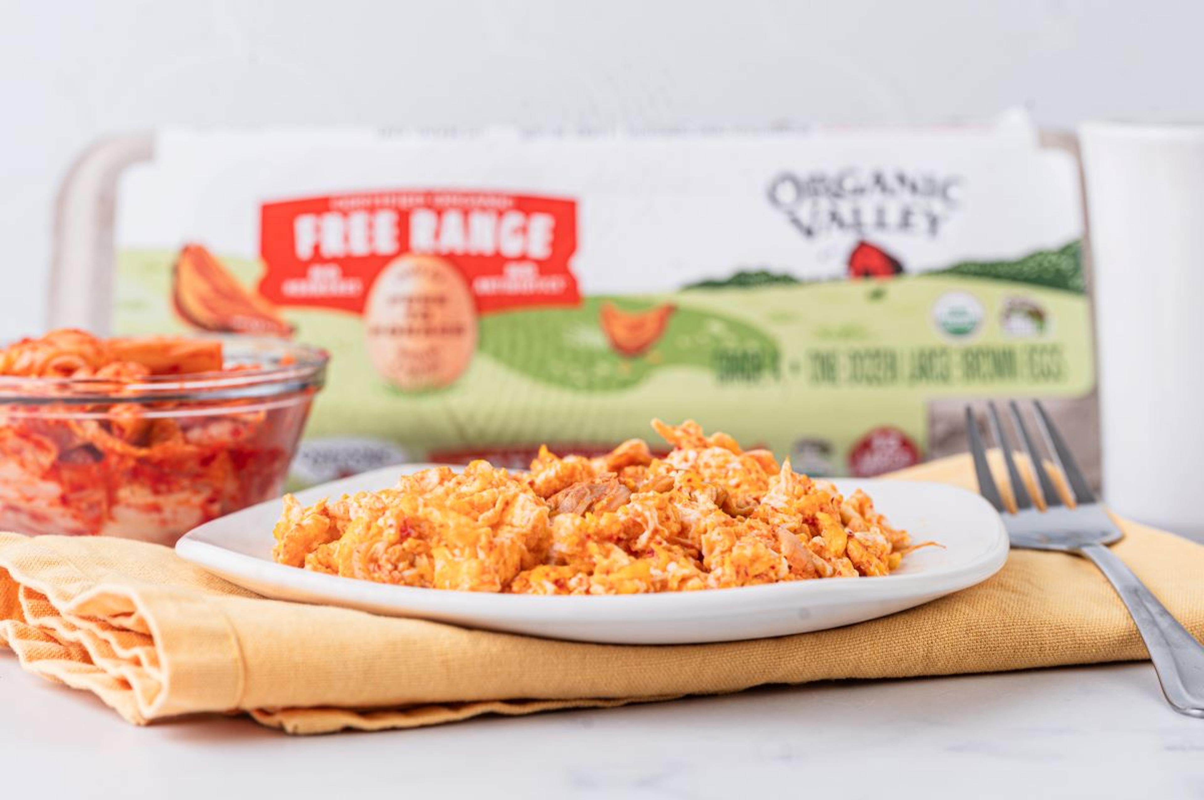 Organic eggs with kimchi