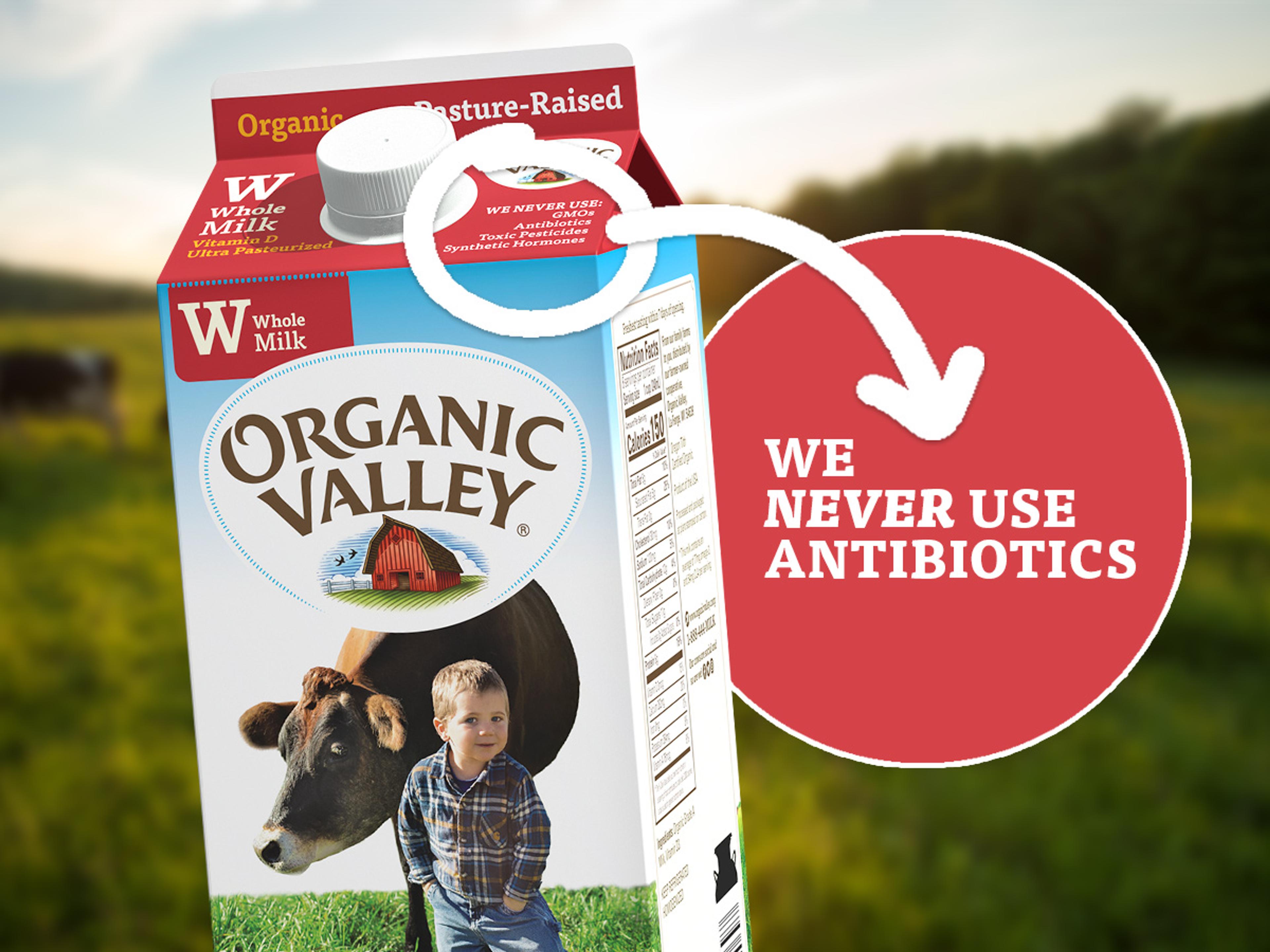 A carton of Organic Valley milk.