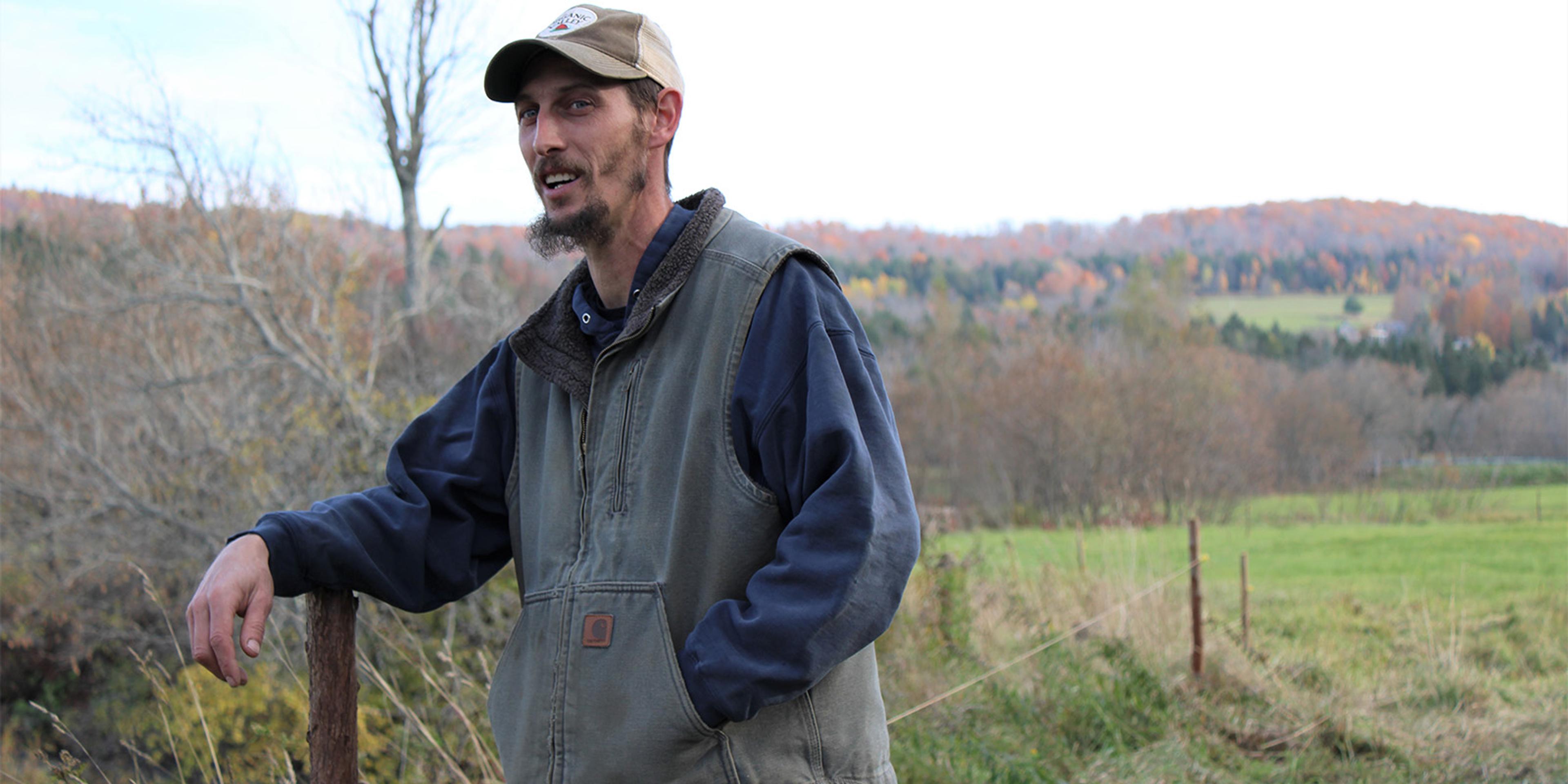 Thomas Bedard in a field.