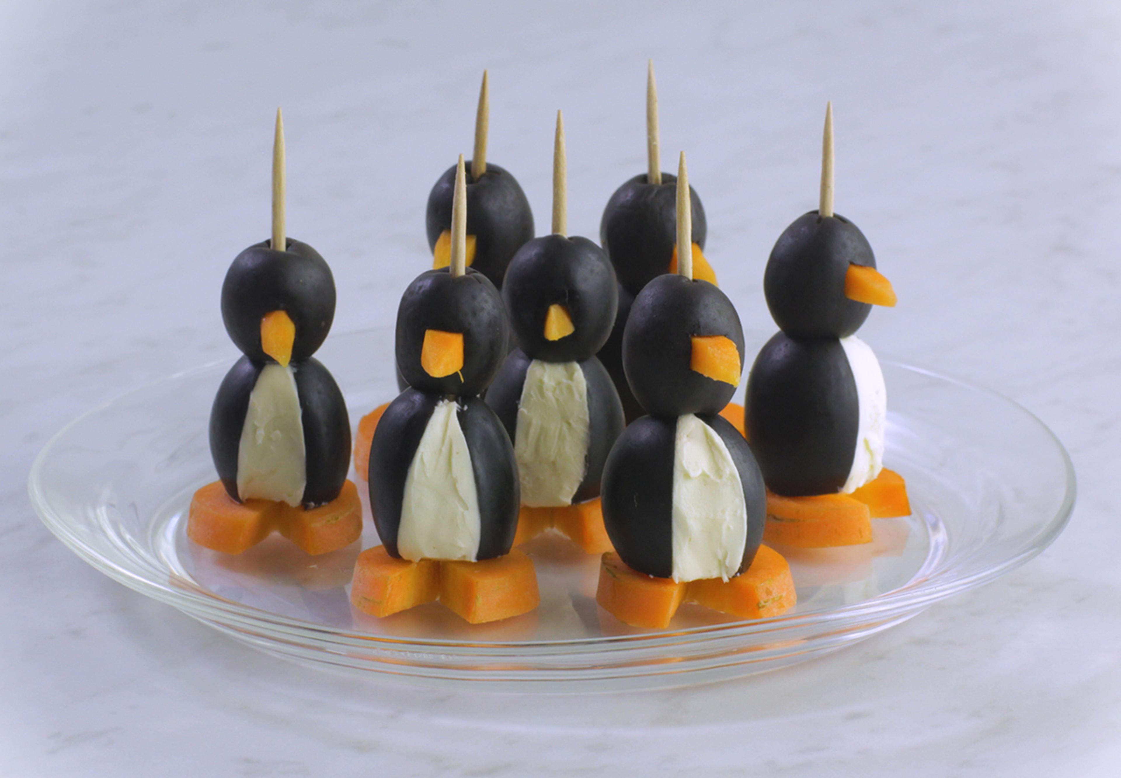 DIY Penguin Appetizers on a Plate.