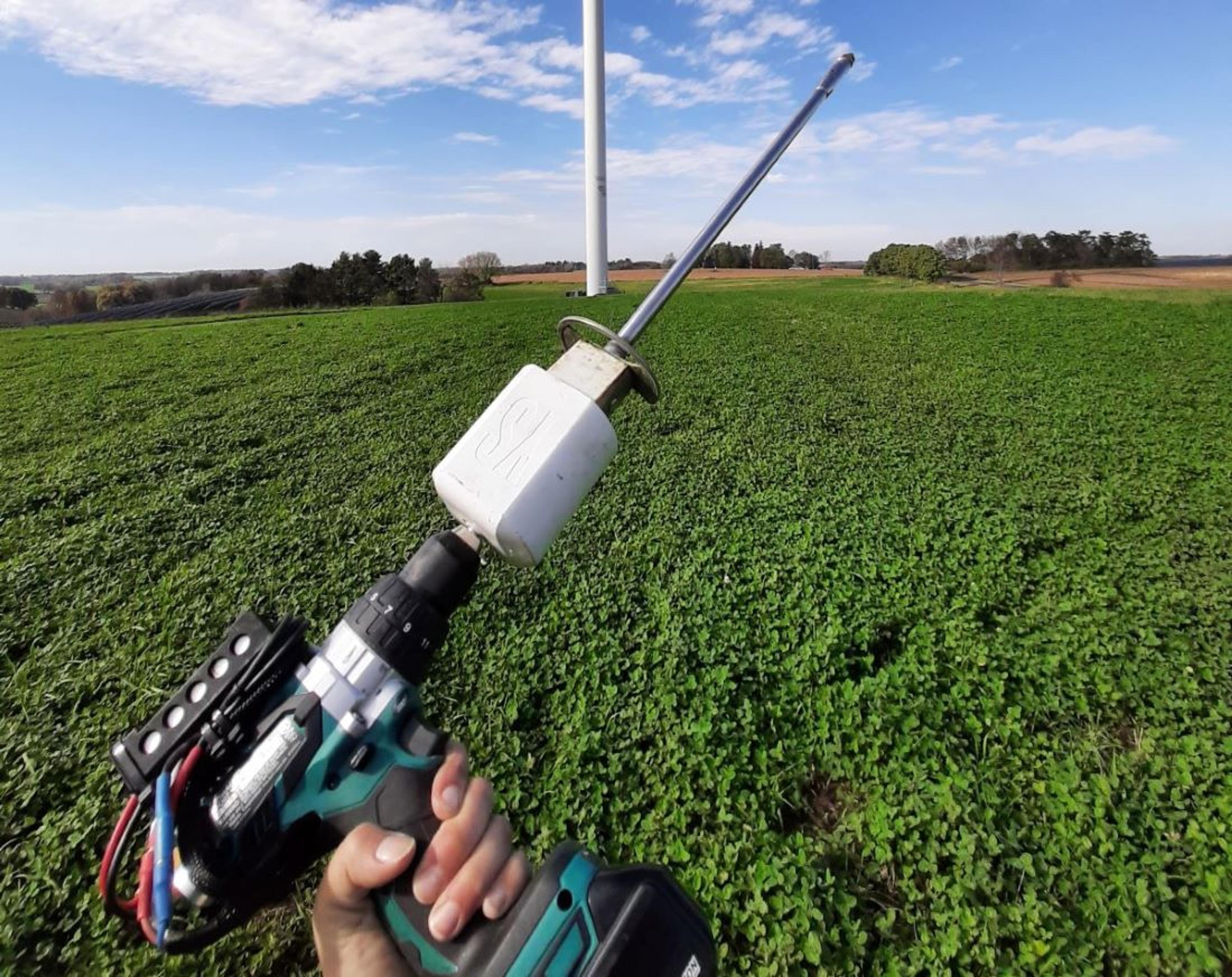 A probe for testing carbon in soil.