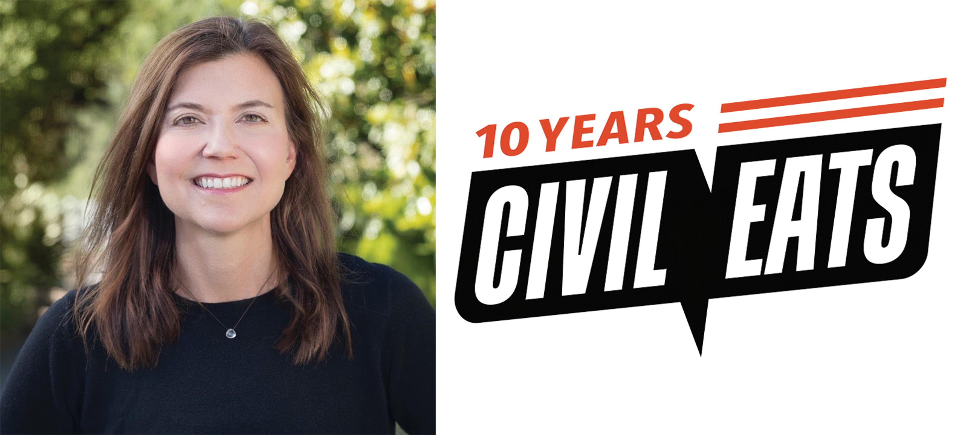 Naomi Starkman of Civil Eats and Civil Eats 10 Year Anniversary Logo