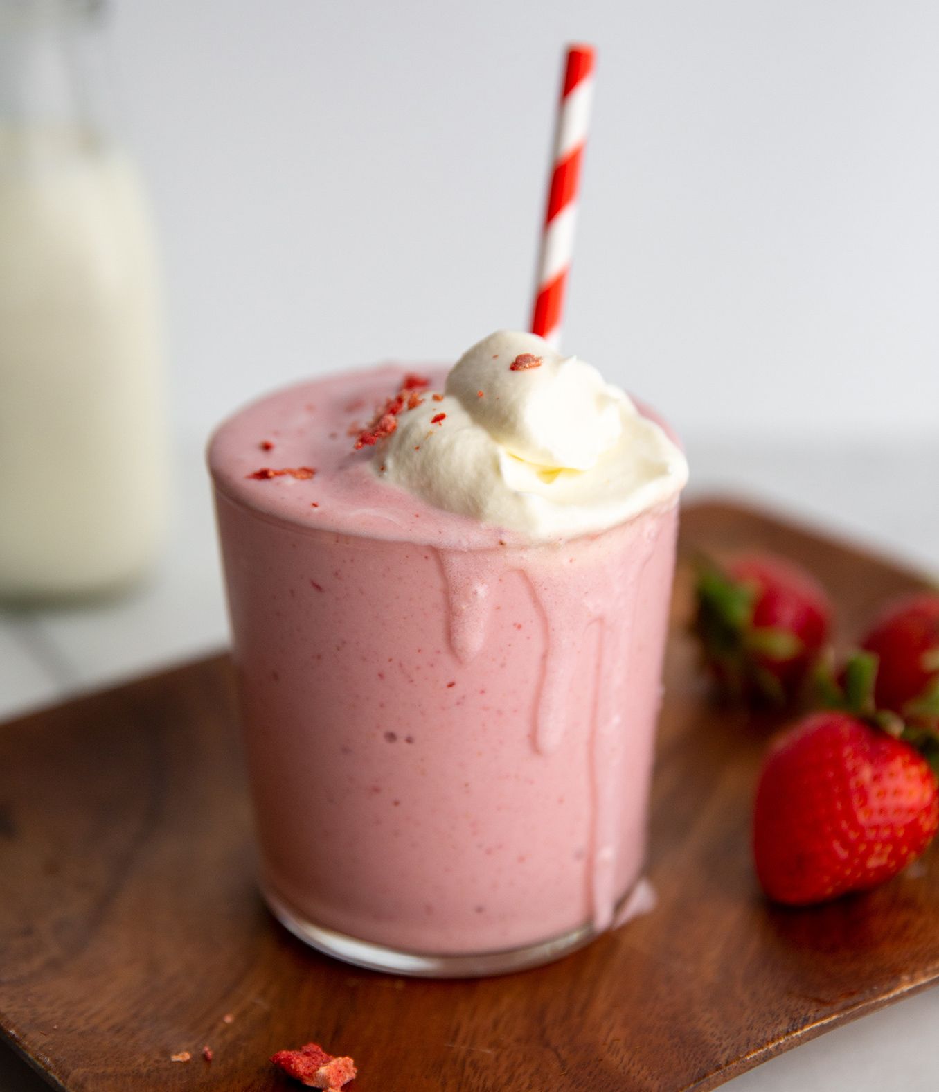 No-Ice-Cream-Needed Strawberry Milkshake with Organic Valley