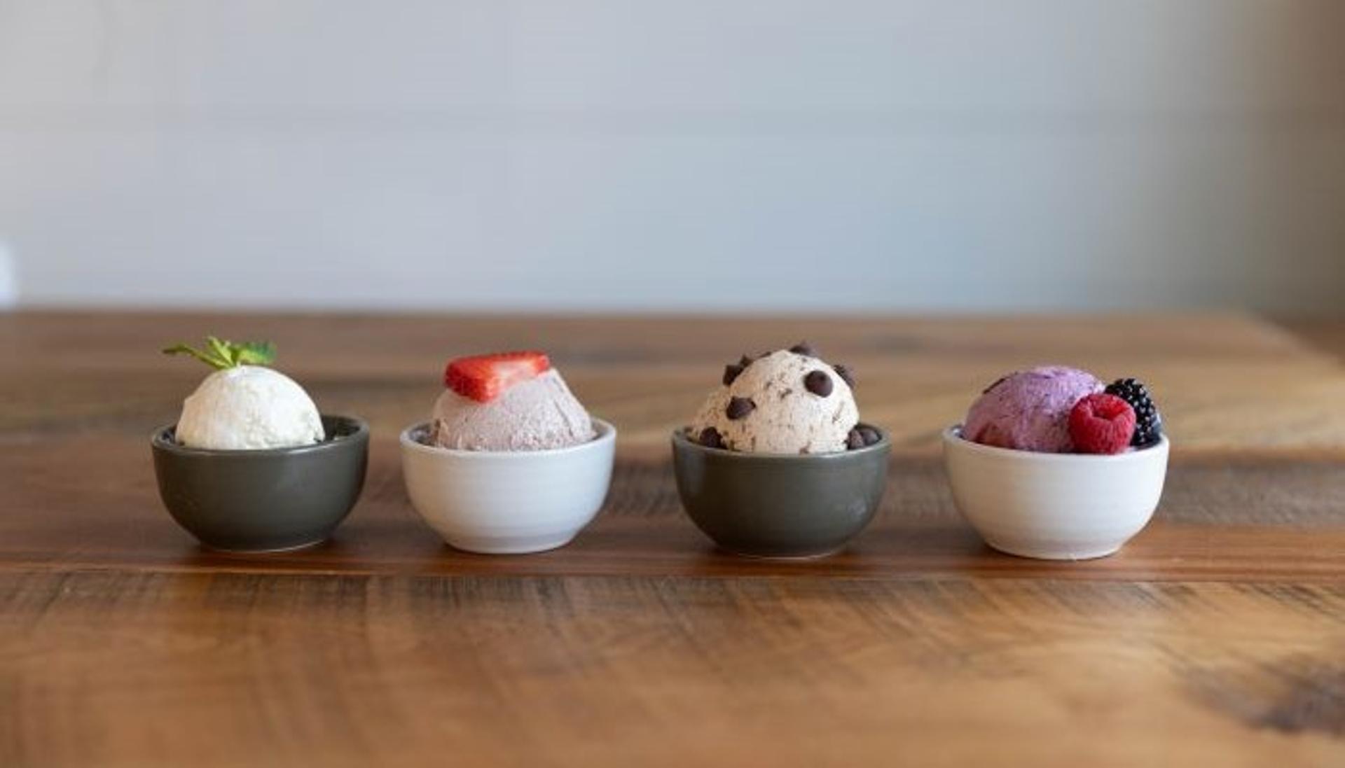 Four cups of organic cottage cheese ice cream