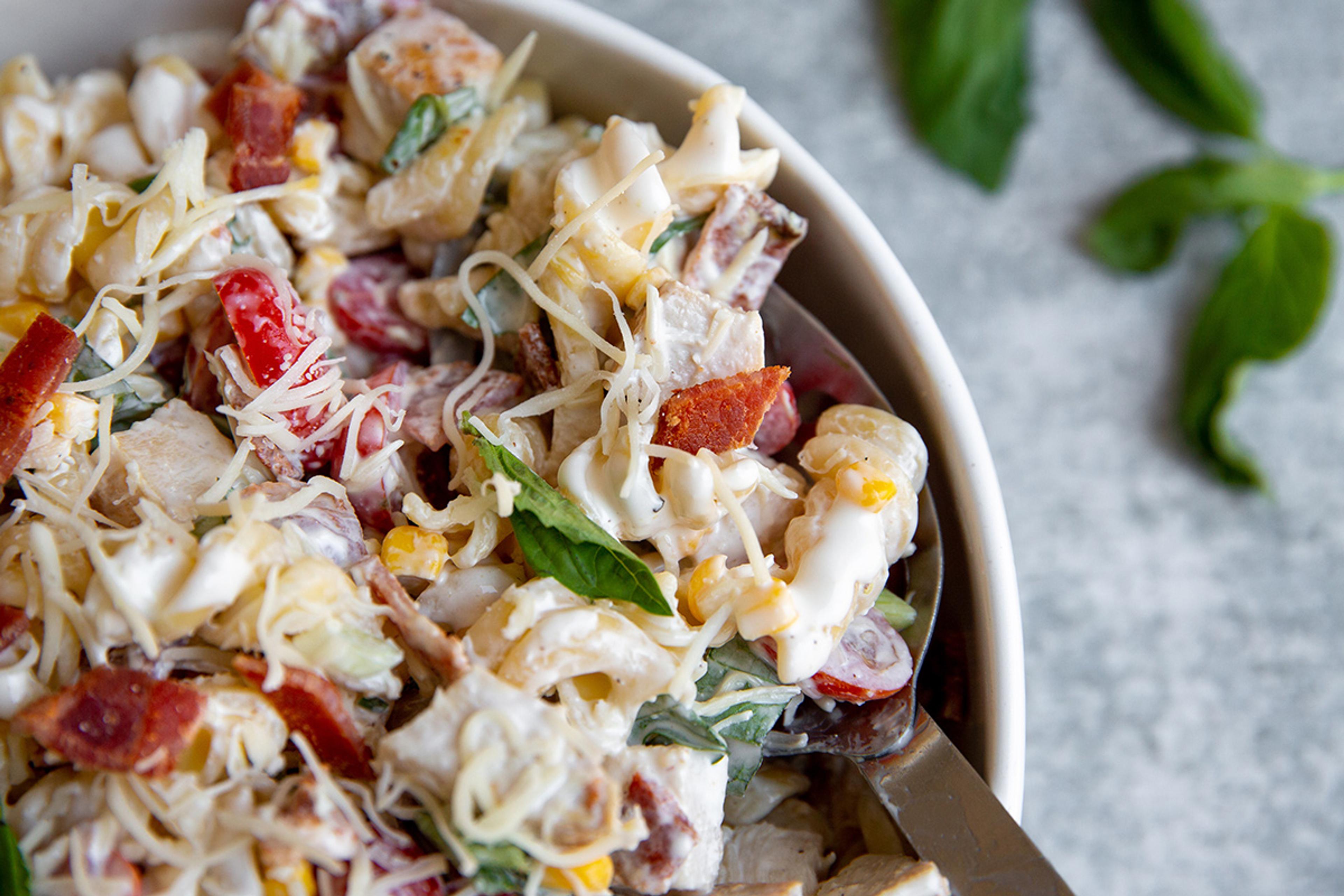 Creamy Chicken Bacon Pasta Salad