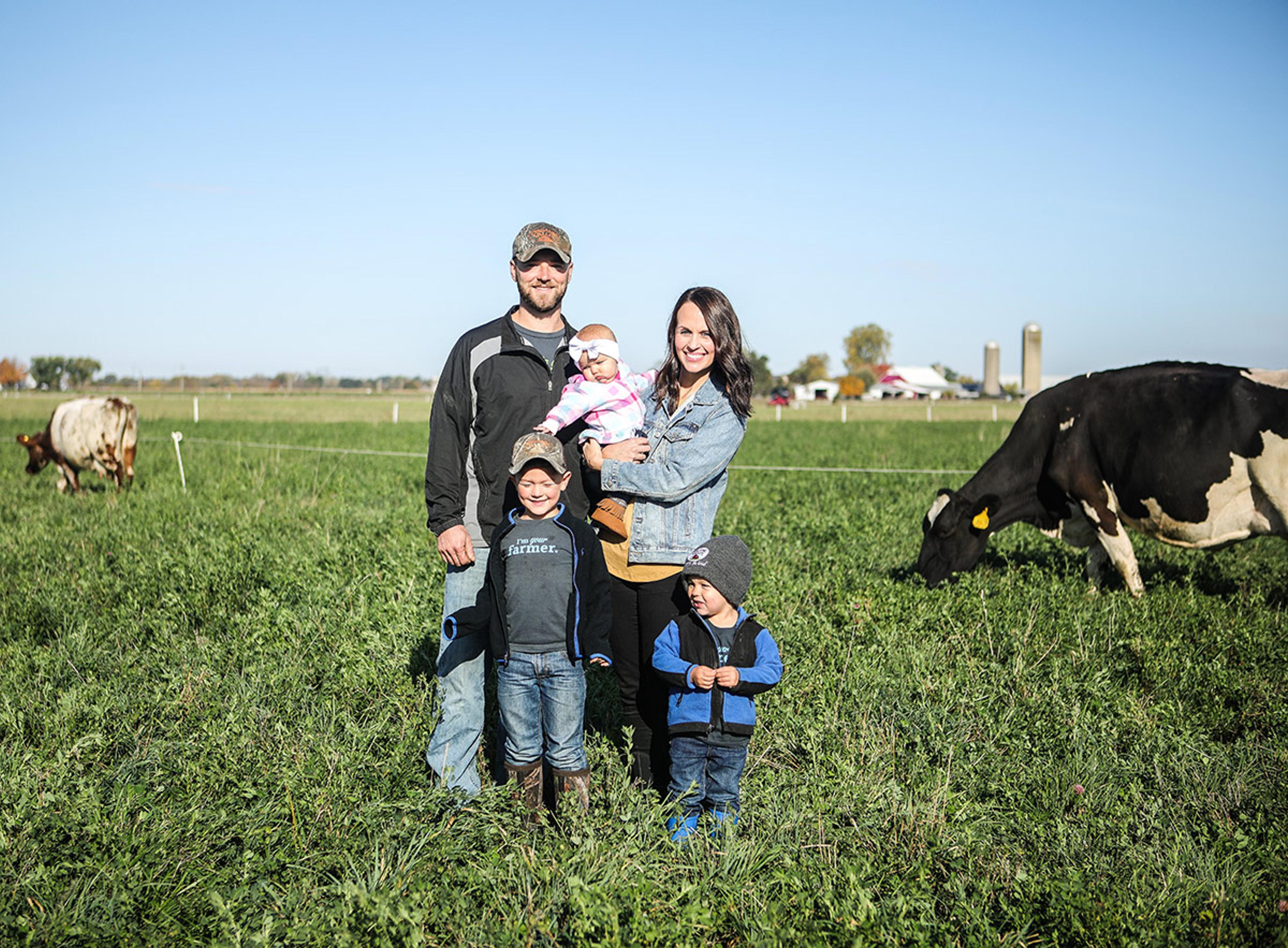 Settlage family on the pasture of their farm.