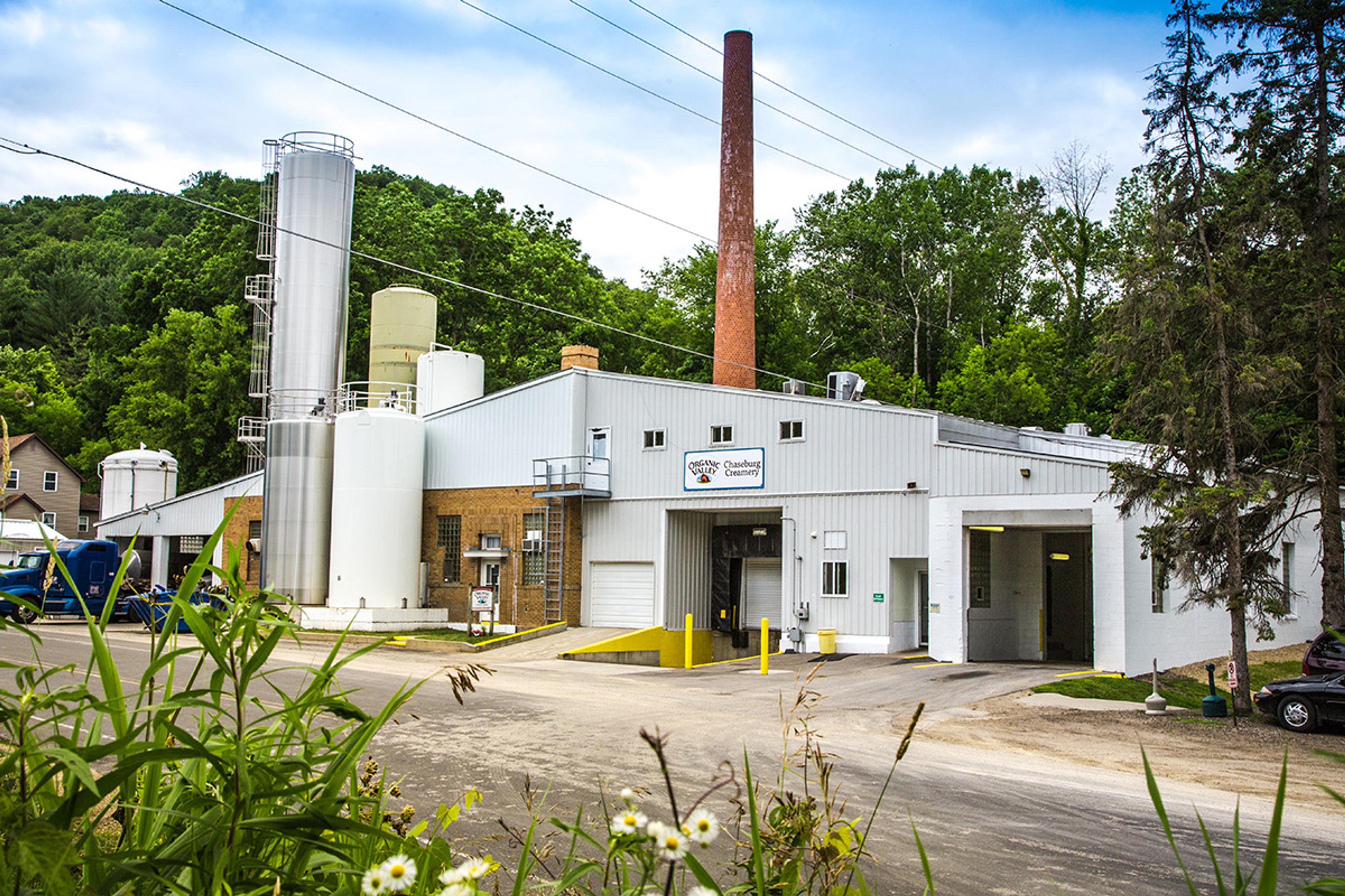 View of the front of the Chaseburg Creamery plant.
