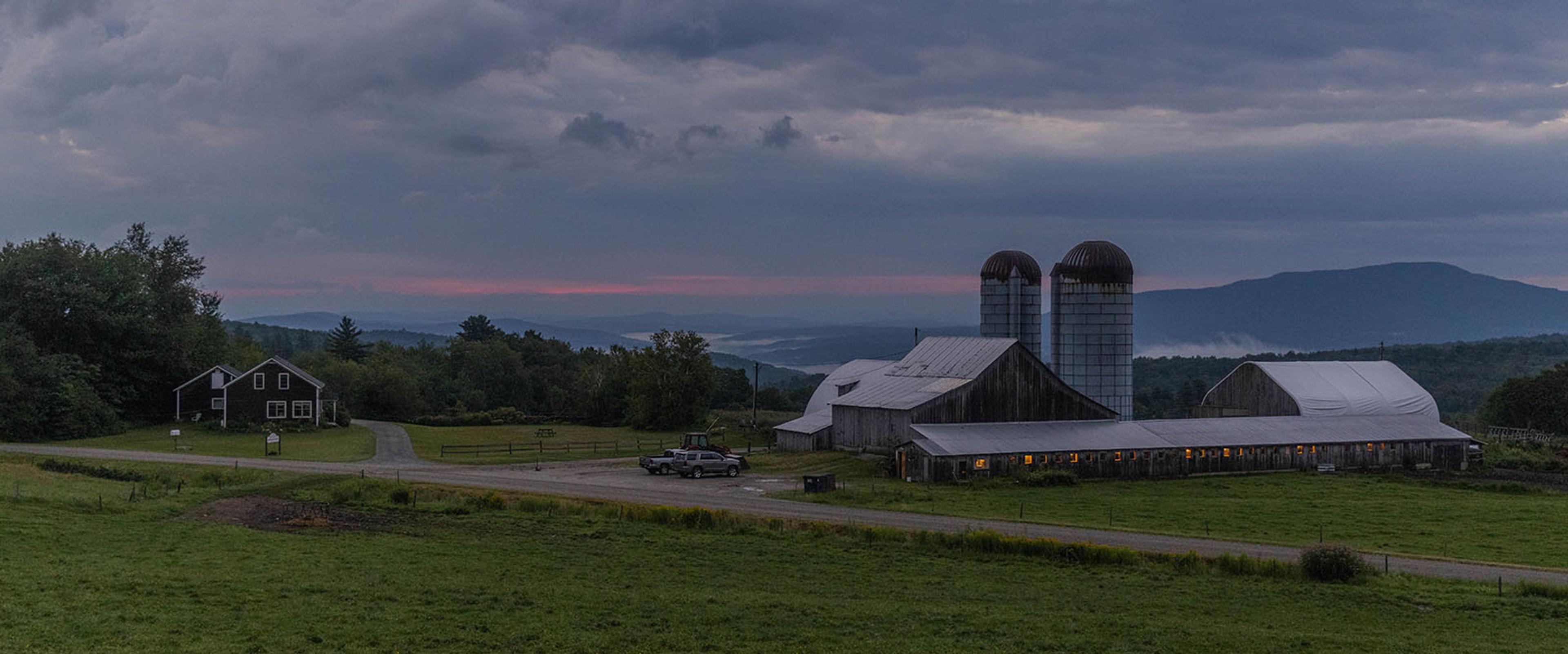 The Rooney farm in Vermont has mountains in the backdrop.