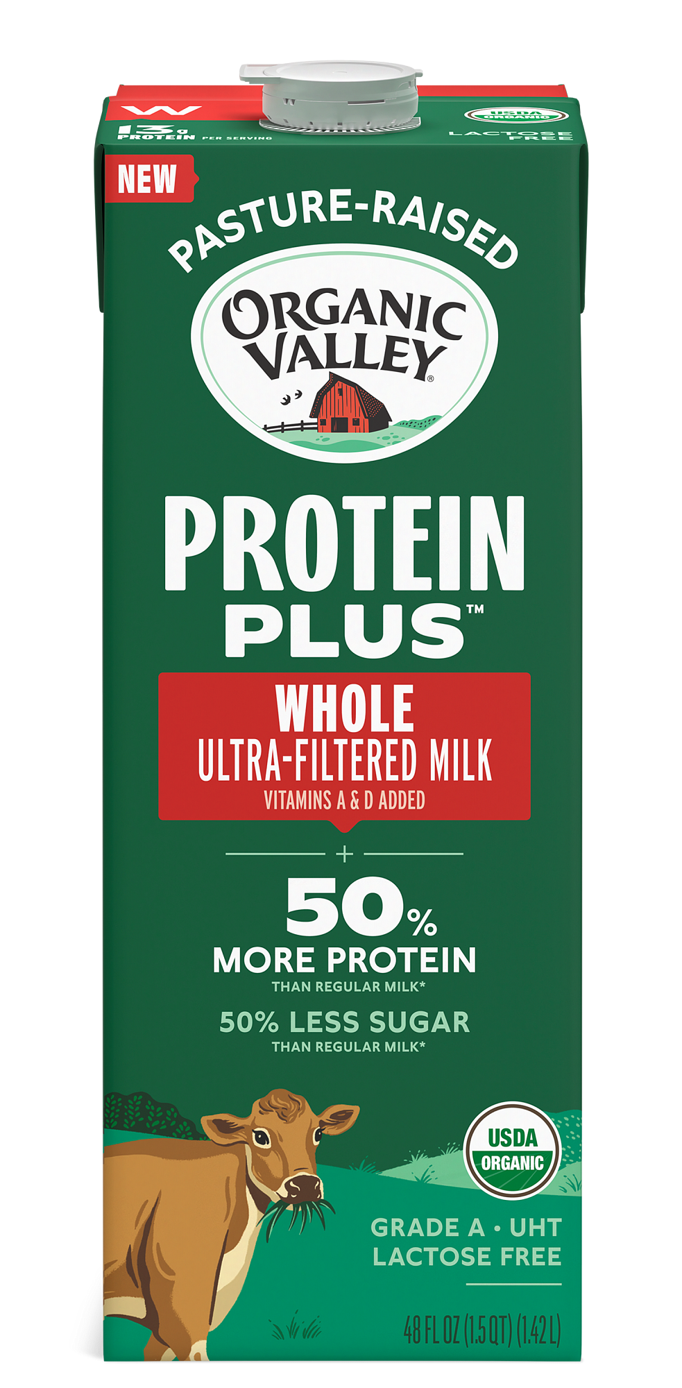 Organic Valley Organic Valley® Protein Plus™ Organic Whole Ultra-Filtered Milk, 48 oz — product image