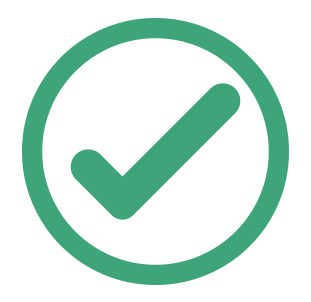 Green check mark with a circle around it