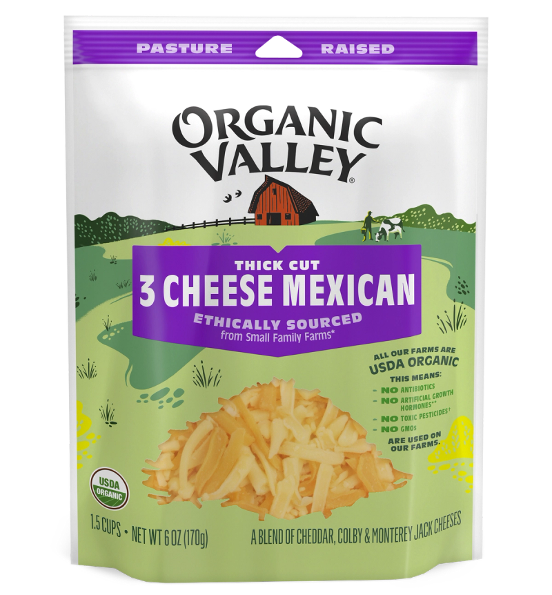 Organic 3 Cheese Mexican Cheese Blend, Thickcut Shredded, 6 oz