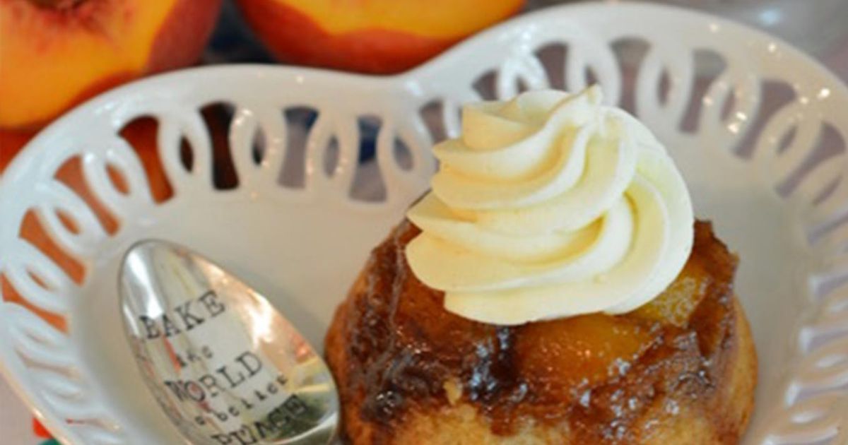 Peach Upside Down Cakes with Cinnamon Whipped Cream