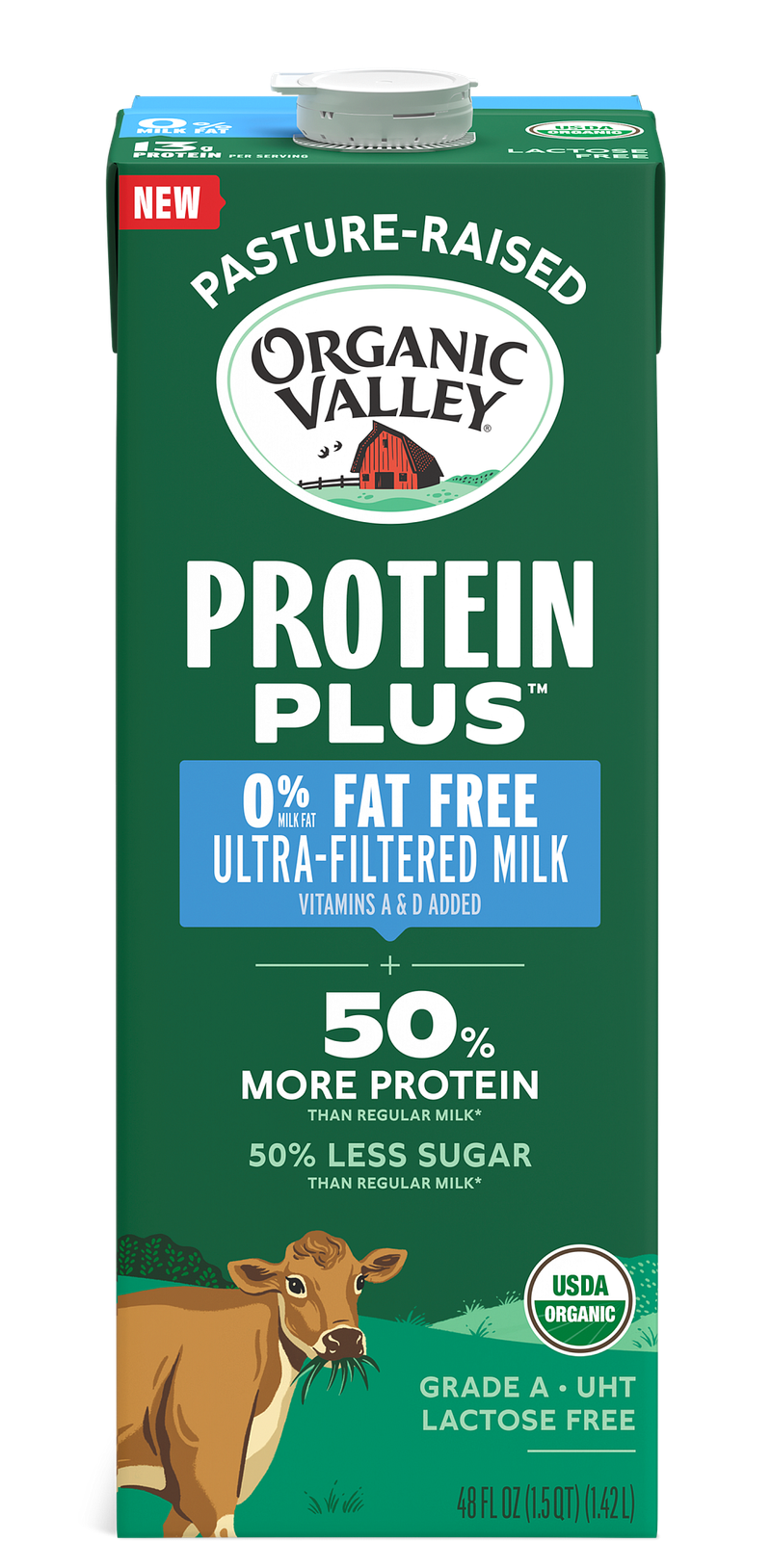Organic Valley Organic Valley® Protein Plus™ Organic Ultra-Filtered Milk, Fat Free, 48 oz — product image