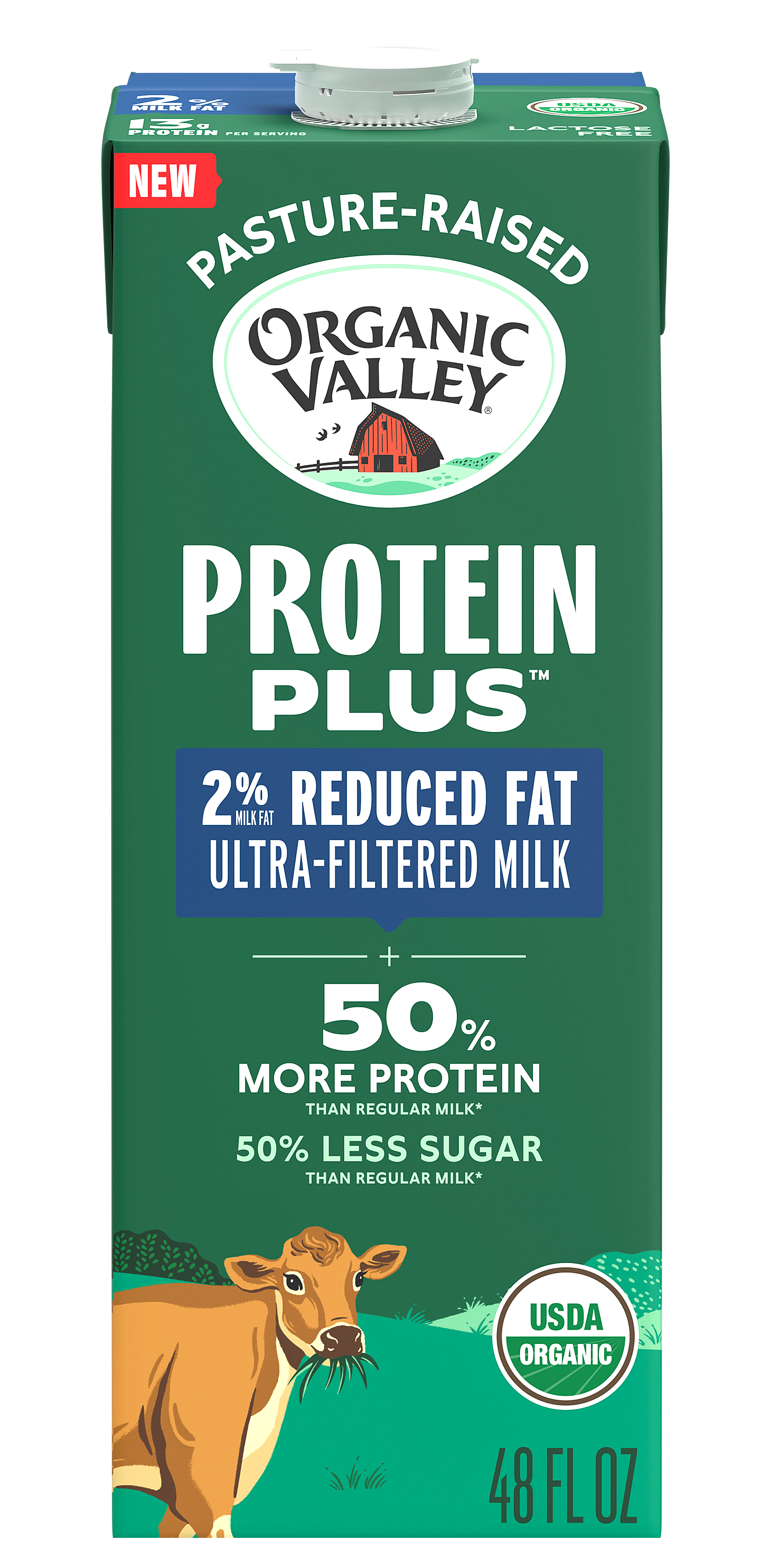 Container of 2% Organic Valley Protein Plus