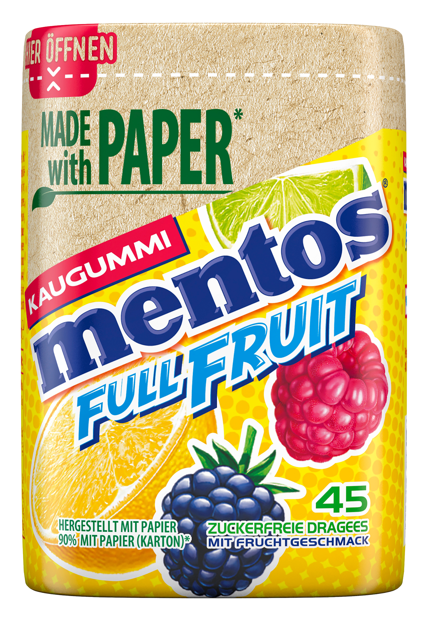 Mentos Kaugummi Pure Fresh Papierdose Full Fruit