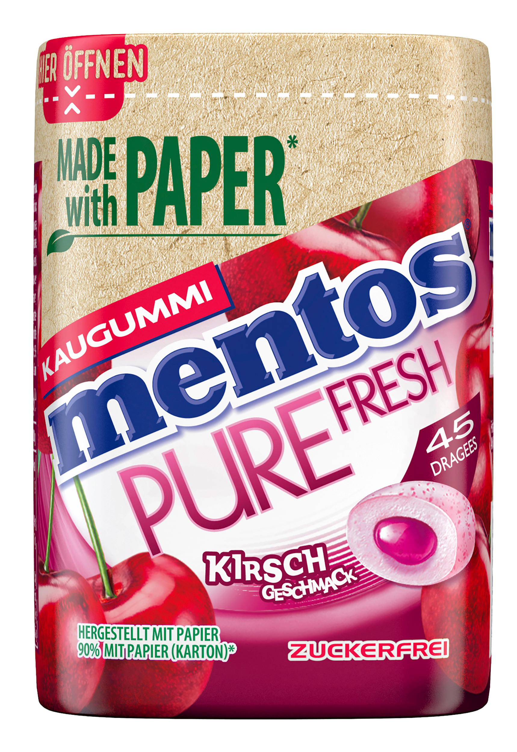 Mentos Kaugummi Pure Fresh Papierdose Kirsche