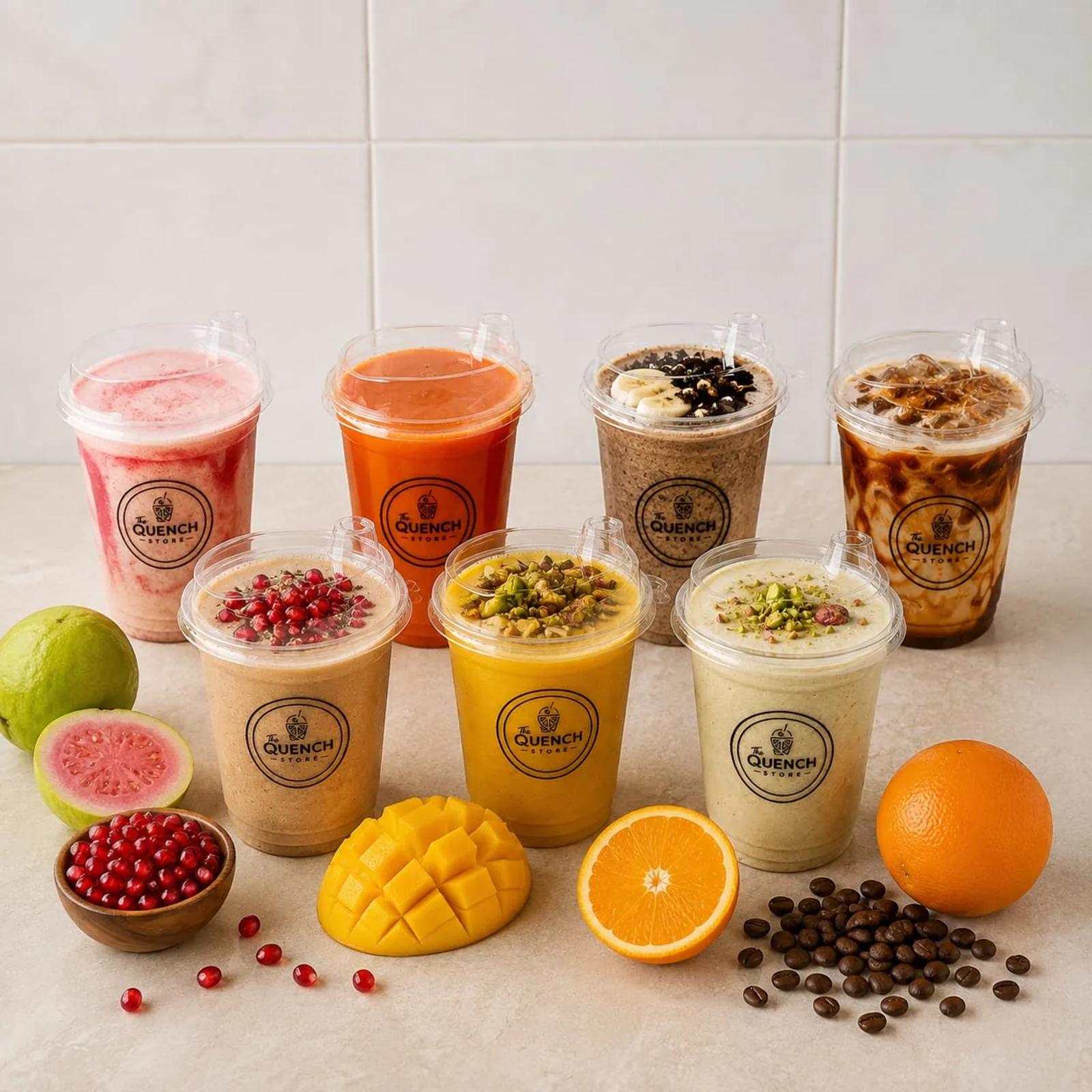 Juices, smoothies and cold brews from The Quench Store