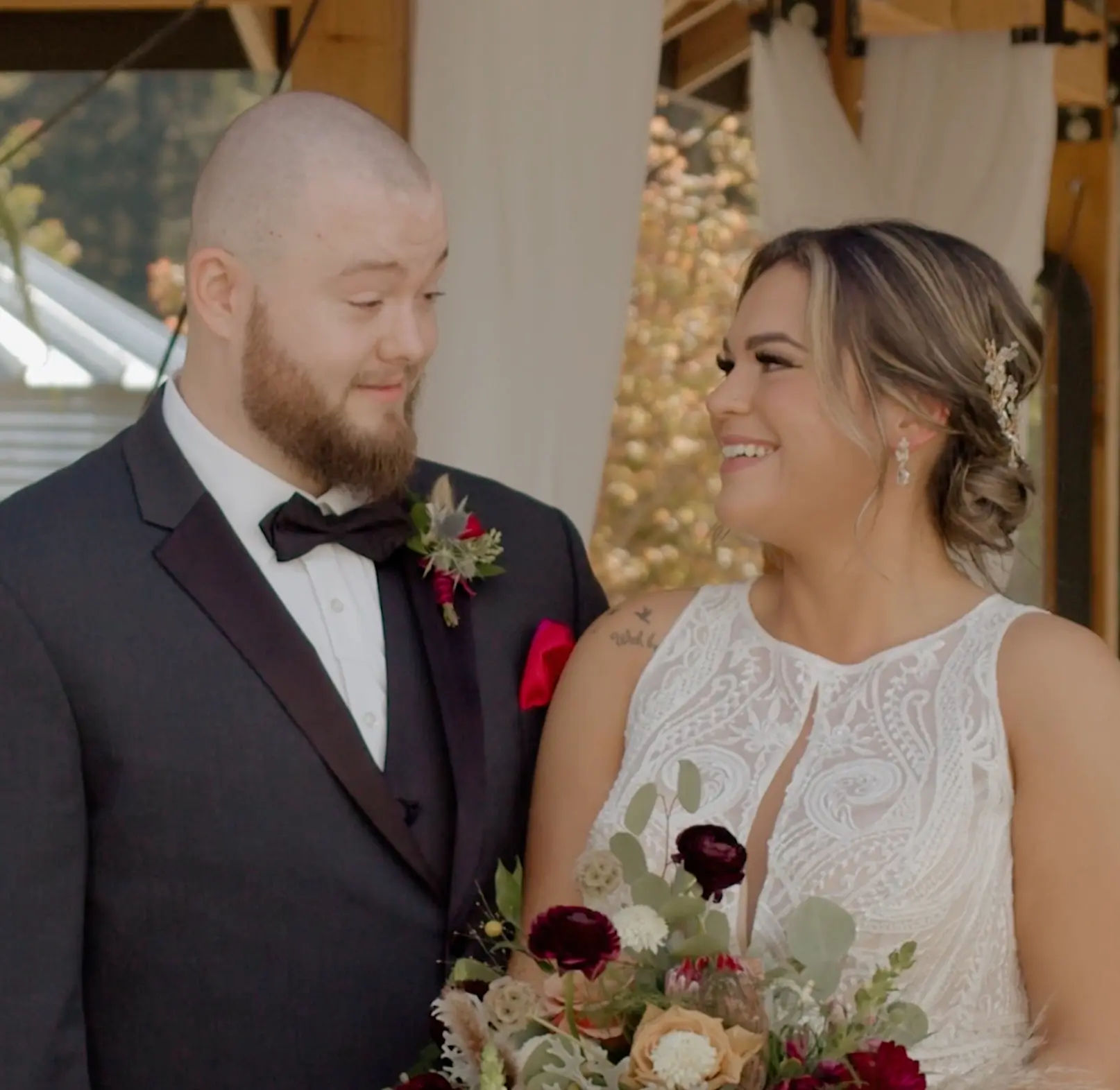 Dillon looks pleasantly surprised to see Kenesha during their first look
