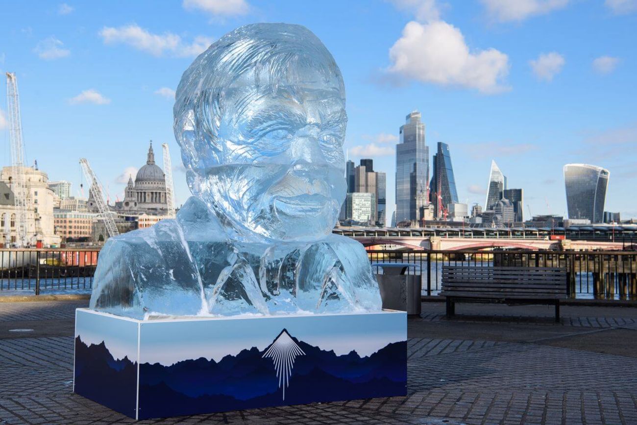 Ice sculpture of Sir David Attenborough