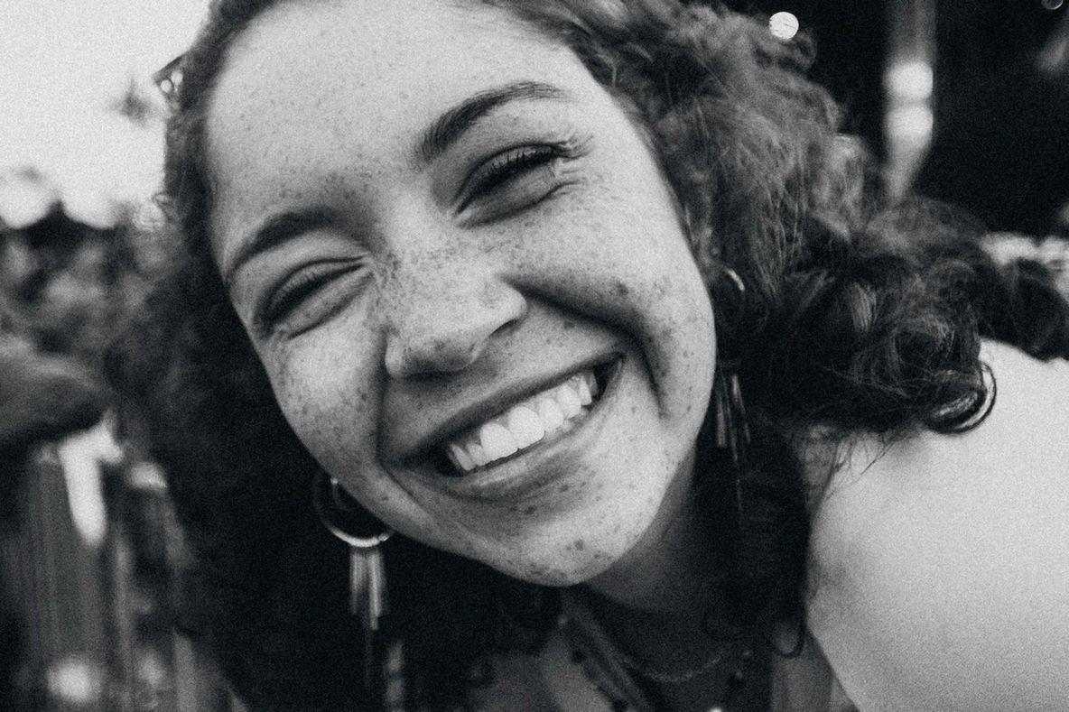 Smiling at a festival