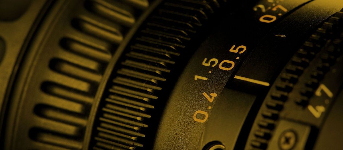 Close view of a cinema lens