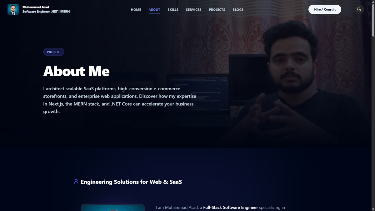 About Page Dark Theme