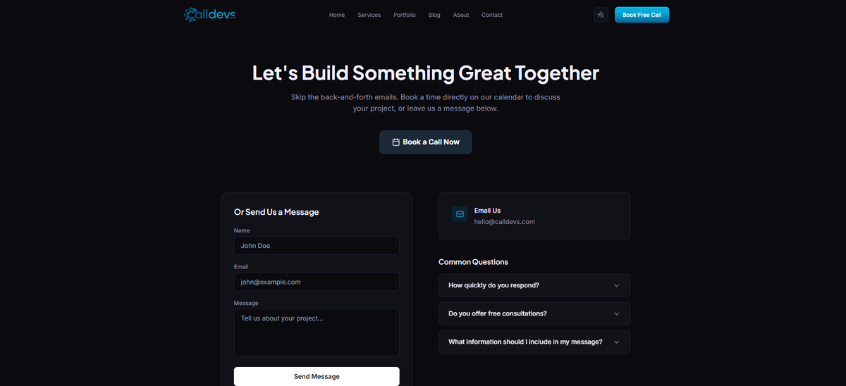 Contact Page + Book a meeting Option + Business Email setup