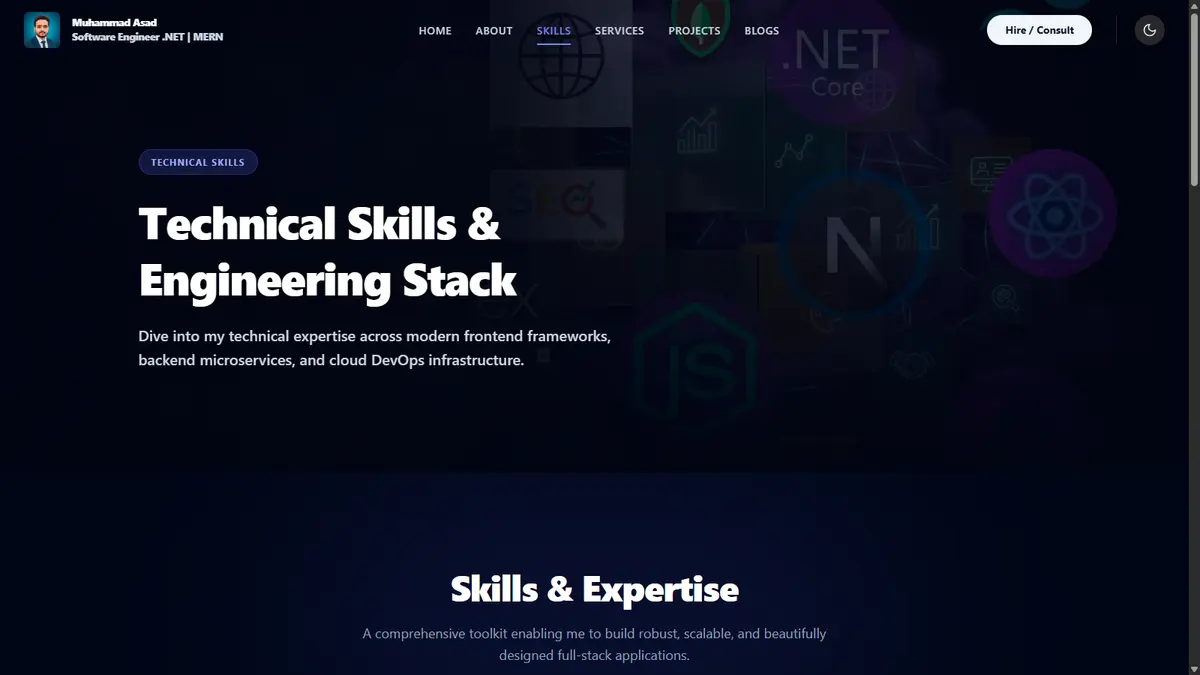 Skills Page (Dark Theme)