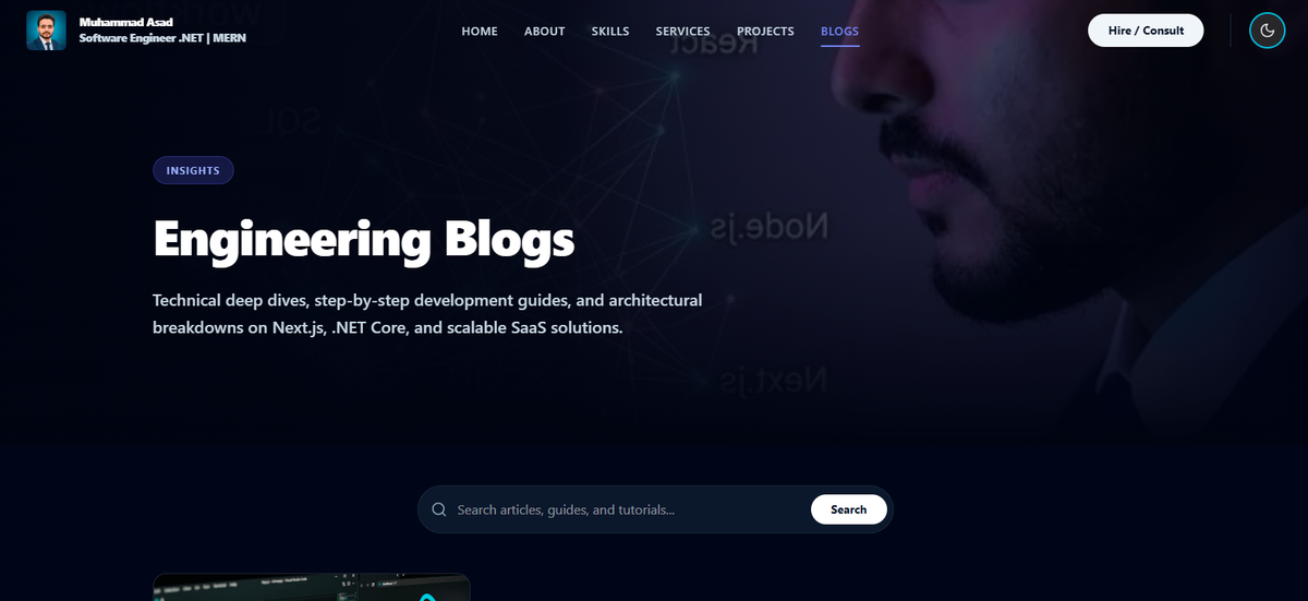 Blogs Page (Dark Theme)