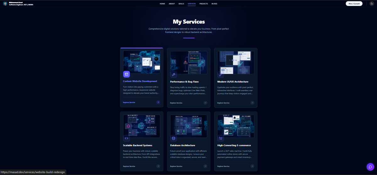 Service Page View (Services Card)