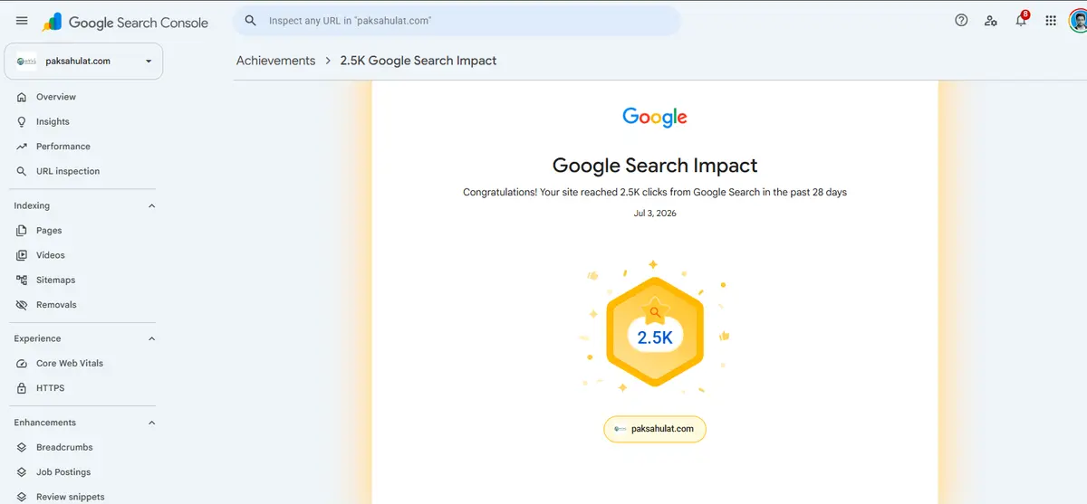 Achievement 2.5K+ Click in just 28 Days for a new Site | Google Achievements