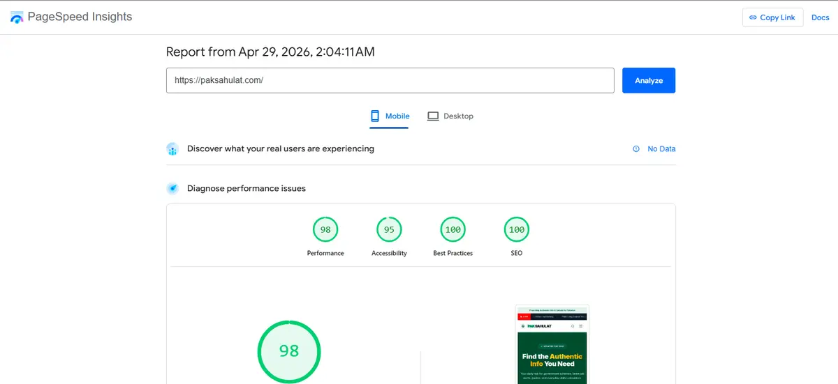 Page Speed Insights 100% | Paksahulat.com