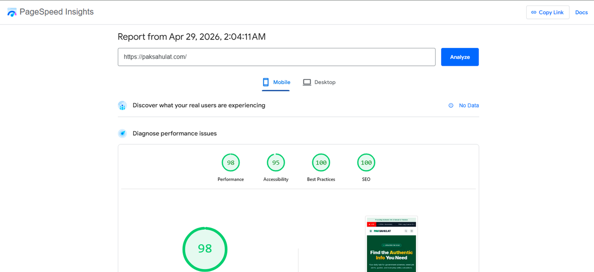 Page Speed Insights 100% | Paksahulat.com