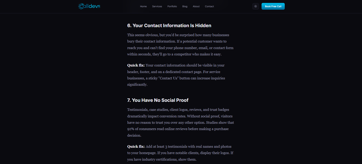 Blog Post Page Content Section