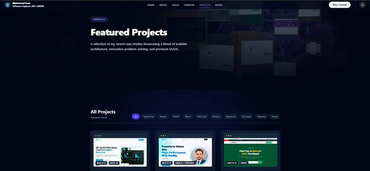 Projects Page View with Filters