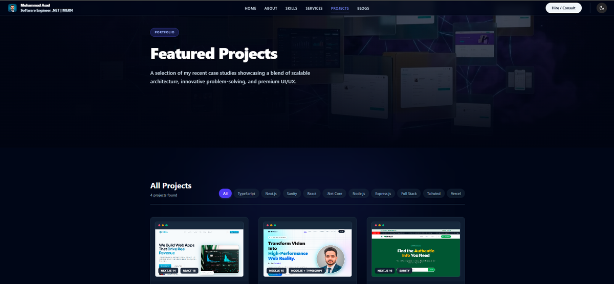 Projects Page View with Filters