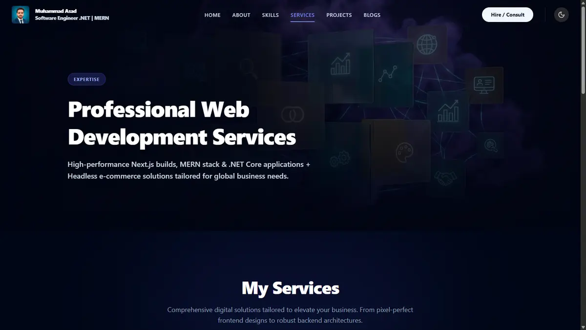 Services Page ((Dark Theme)