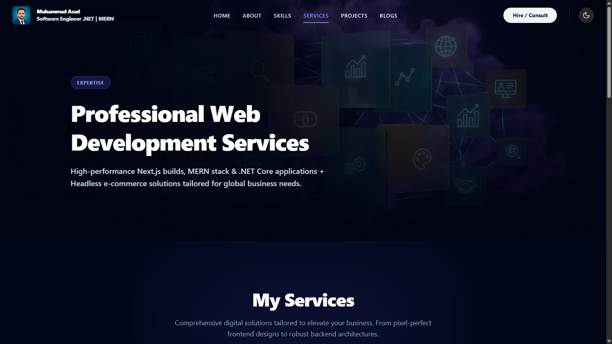 Services Page ((Dark Theme)