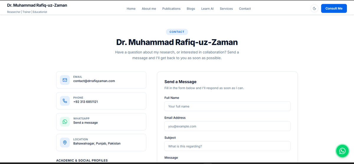 Contact Page Light theme