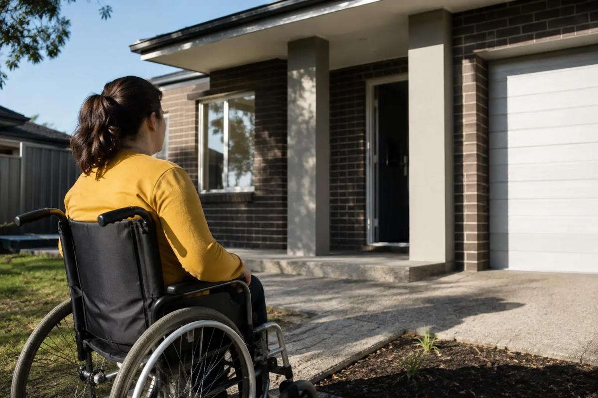 A person infront of house