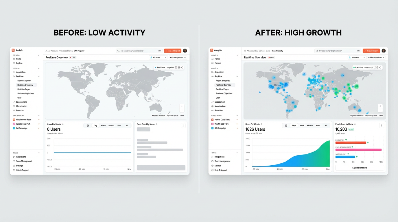 Showing Graphical Difference of Low Growth vs High Growth Websites